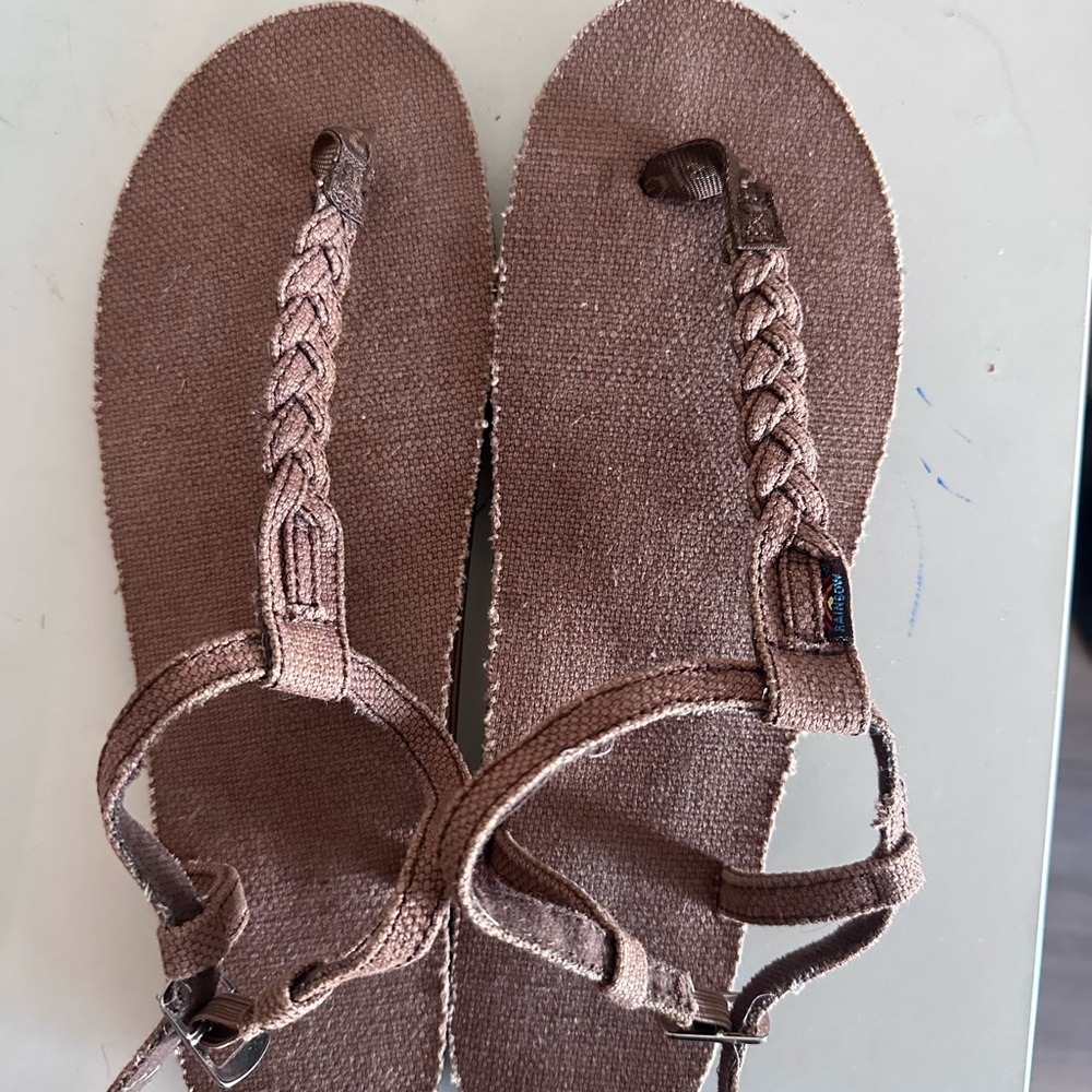 Rainbow Braided Tan Sandals